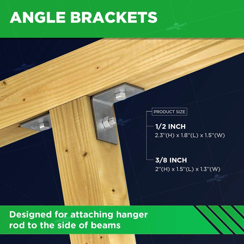 Highcraft DBC-H12-10 Heavy Duty Shelf Brackets; L Corner Brace for 1/2 in. Diameter Bolt or Threaded Rod; Max Load 400 lbs; Malleable Iron; 10 Pack - Image 5